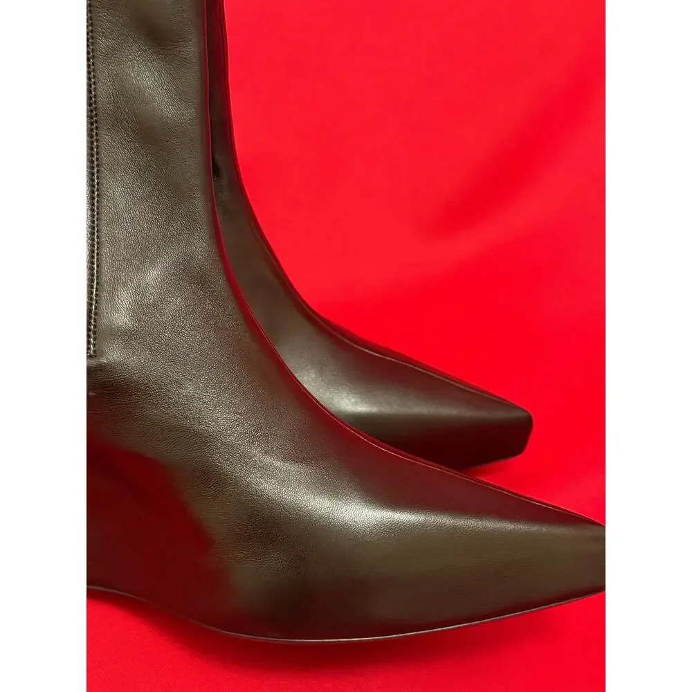 $1734 Sz 40 US 9 ❤️ Givenchy Women Wedge Ankle Black Comfortable Sock Boots